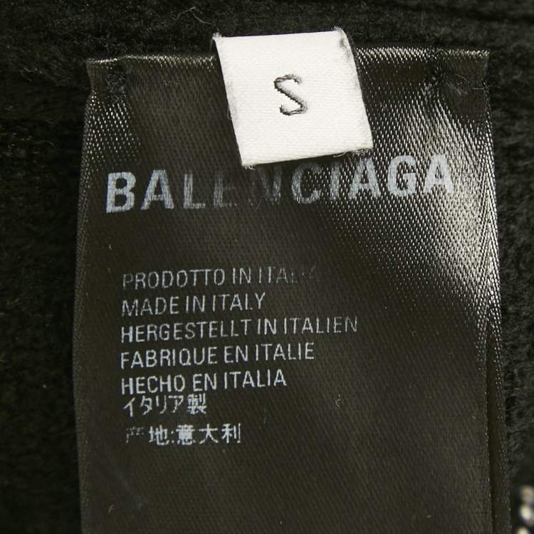 Pre Owned Balenciaga Black Eiffel Tower Crystal Fleece Pullover S