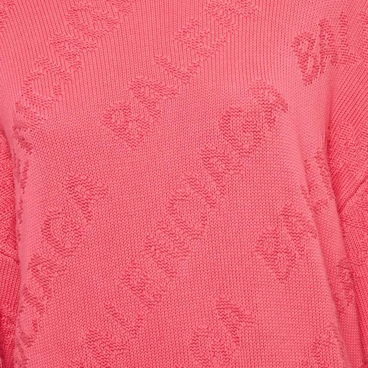 Pre Owned بلوفر بالنسياغا تريكو بشعار وردي فضفاض مقاس صغير - سمول