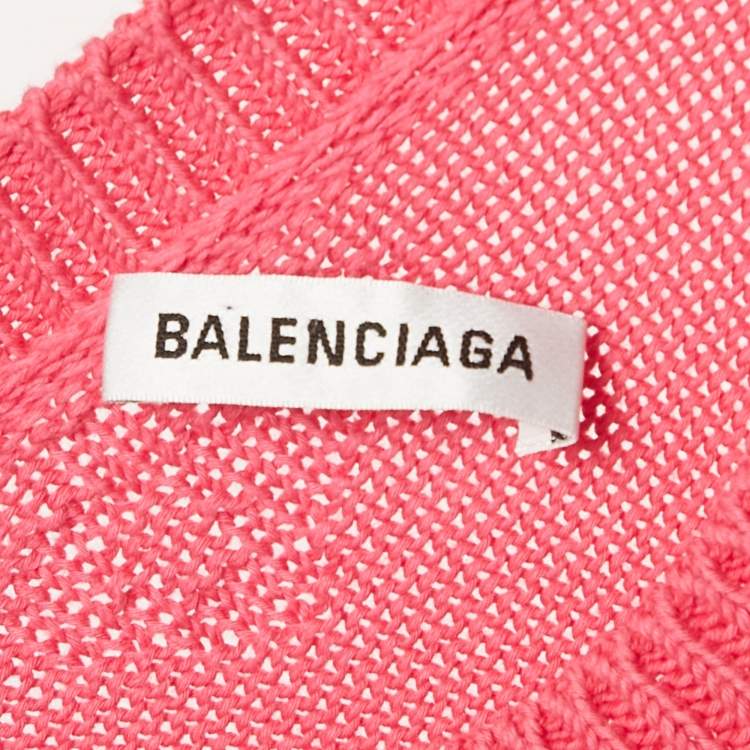 Pre Owned بلوفر بالنسياغا تريكو بشعار وردي فضفاض مقاس صغير - سمول