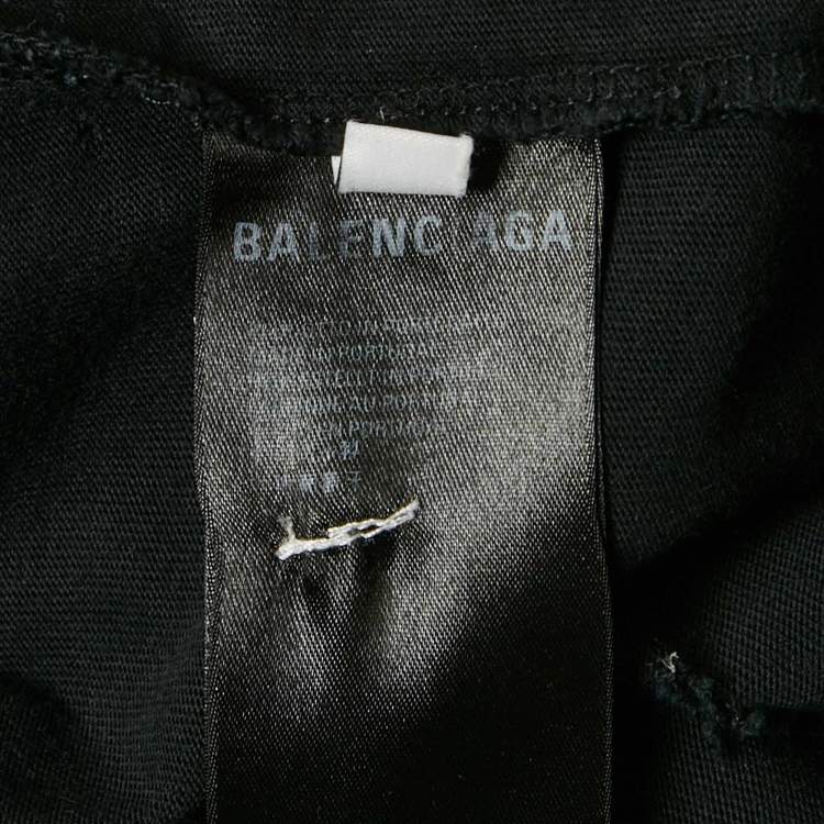 Pre Owned Balenciaga Unisex Black Logo Print Distressed T-Shirt XS