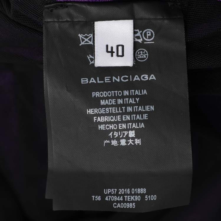 Pre Owned Balenciaga Purple Satin Peplum Tops M