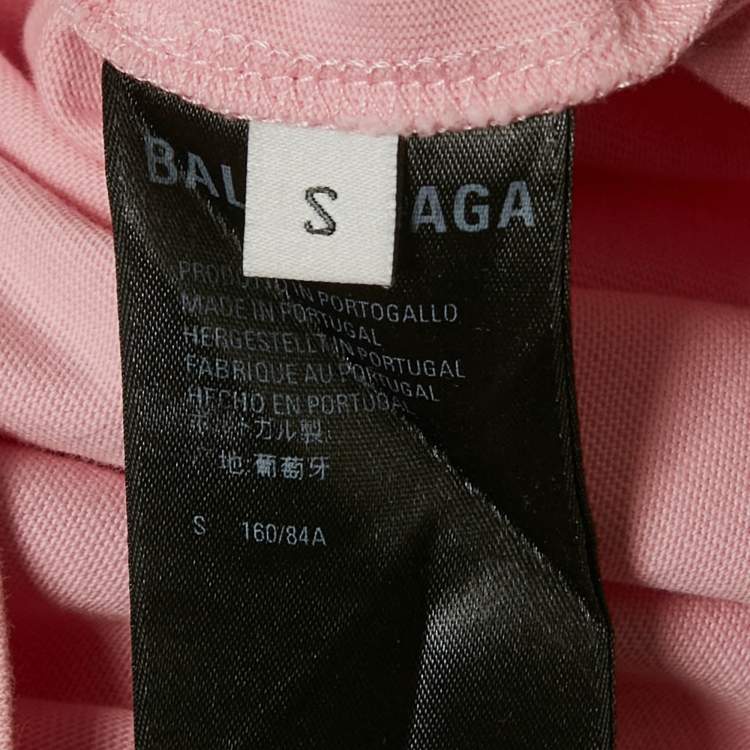 Pre Owned Balenciaga Limited Edition Pink Logo Print Cotton Oversized T-Shirt S