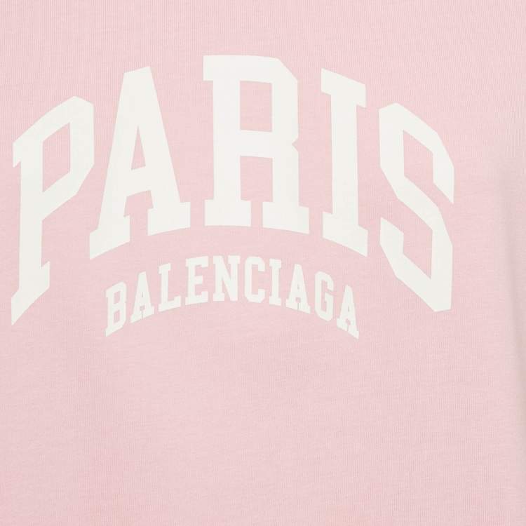 Pre Owned Balenciaga Limited Edition Pink Logo Print Cotton Oversized T-Shirt S