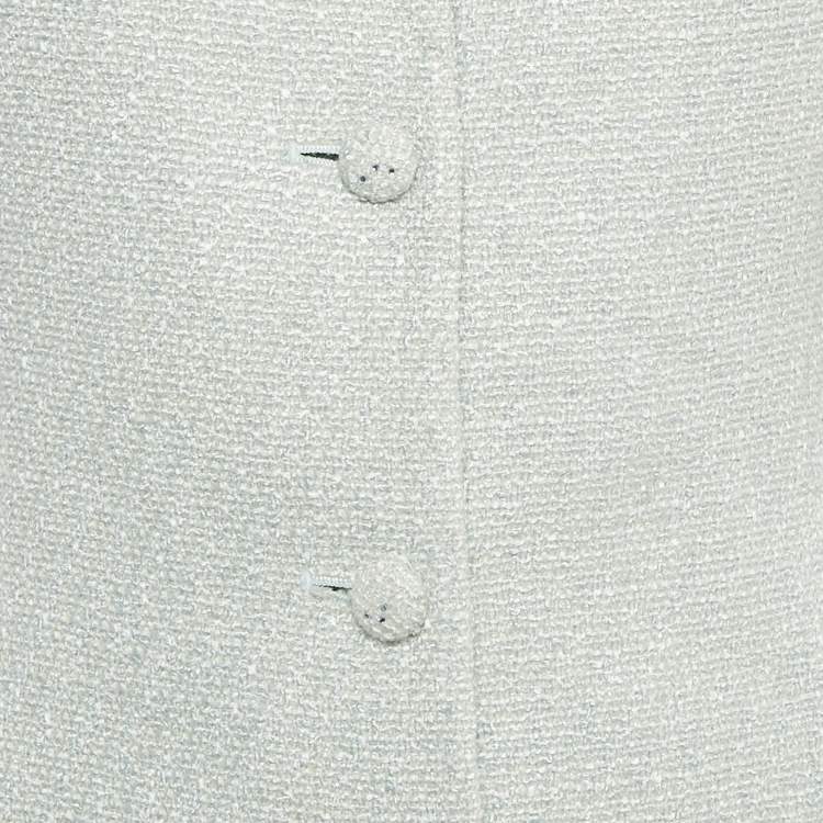 Pre Owned Balenciaga Blue Tweed Buttoned Skirt Suit M