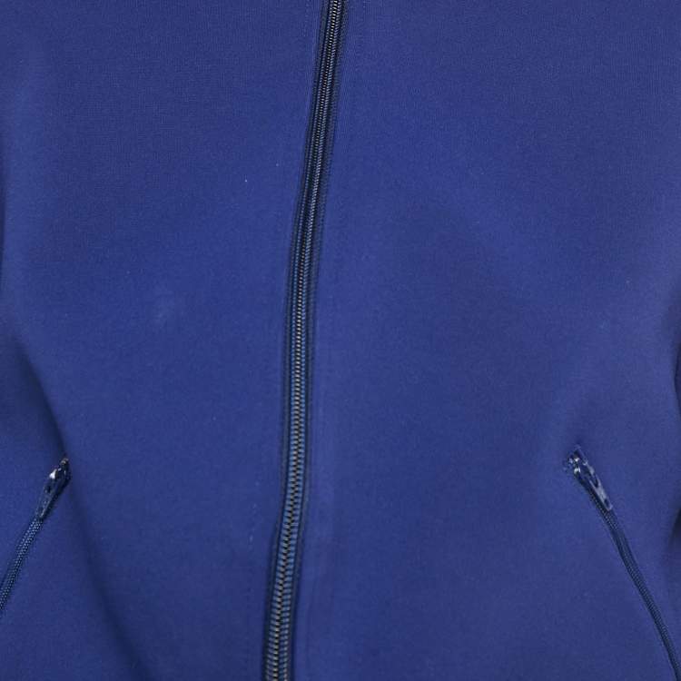 Pre Owned Balenciaga Blue Jersey Asymmetric Bomber Jacket M