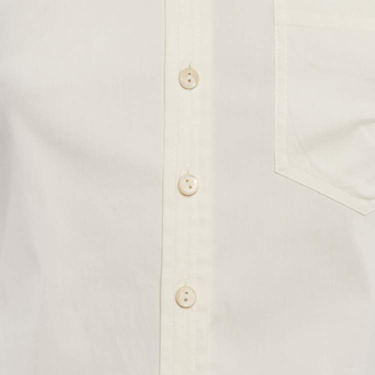 Pre Owned Balenciaga Cream Cotton Long Sleeve Shirt S