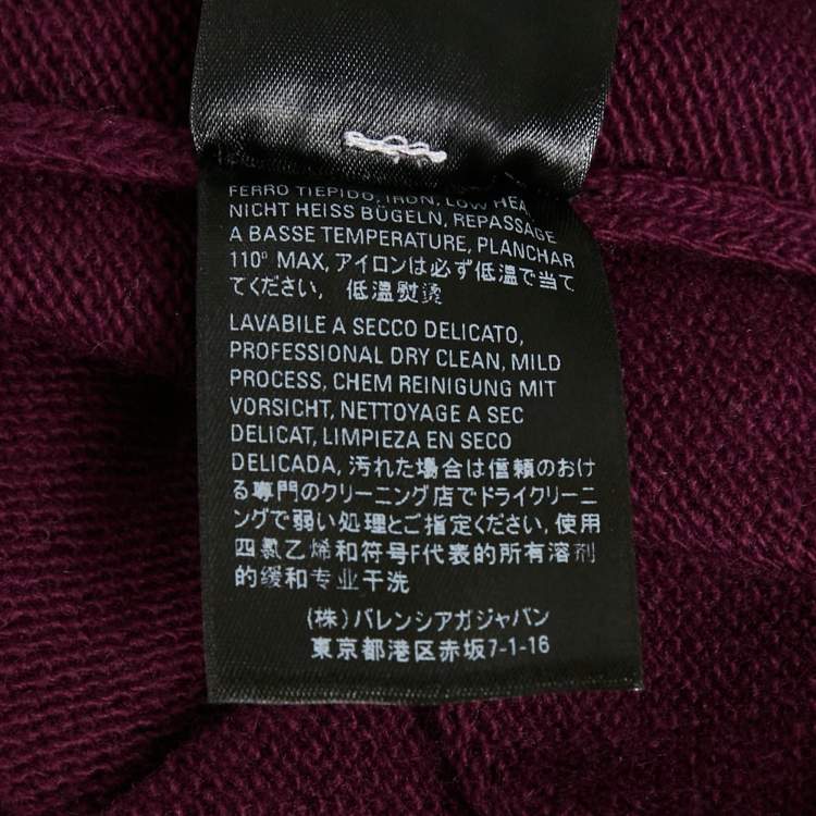 Pre Owned Balenciaga Burgundy Logo Embroidered Wool & Cashmere Jumper S