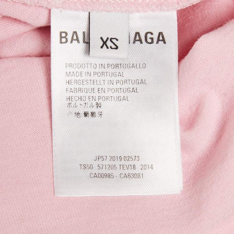 Pre Owned Balenciaga PInk Logo Print Cotton Oversized T-Shirt XS