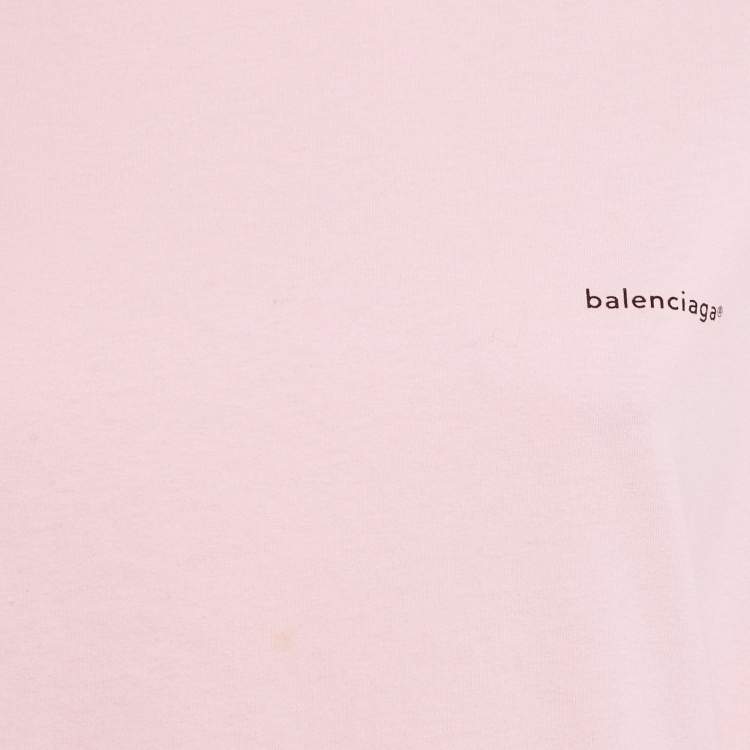 Pre Owned Balenciaga PInk Logo Print Cotton Oversized T-Shirt XS