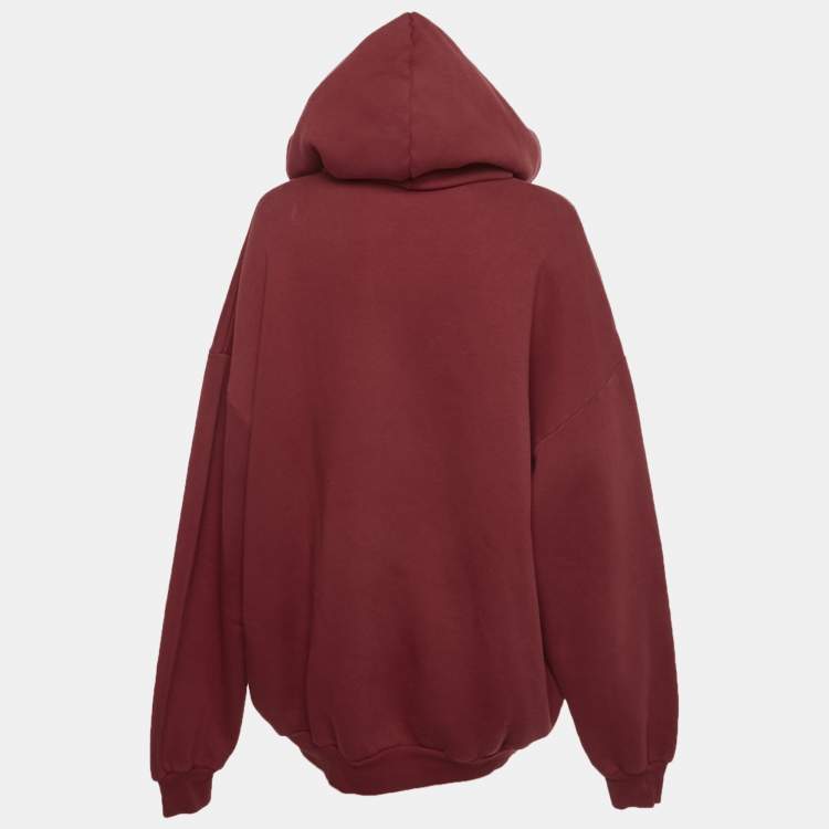 Pre Owned Balenciaga Red Logo Print Cotton Oversized Hoodie XS