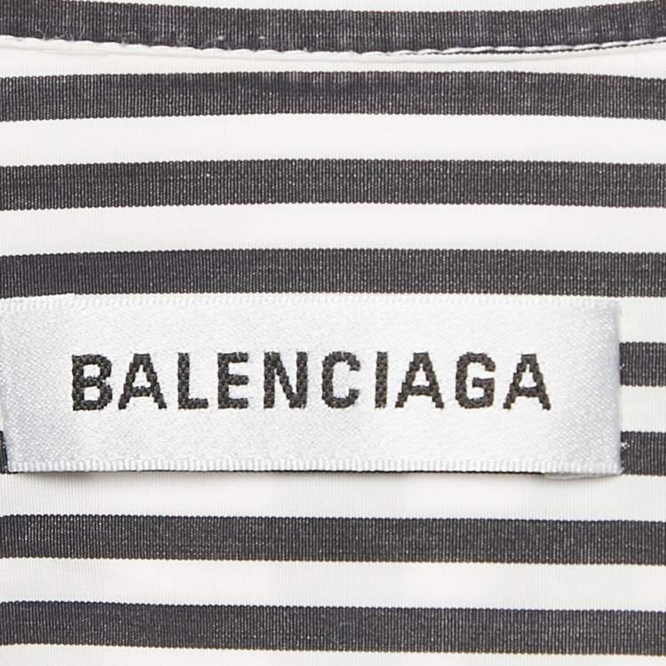 Pre Owned Balenciaga White/Black Striped Cotton Blouse S