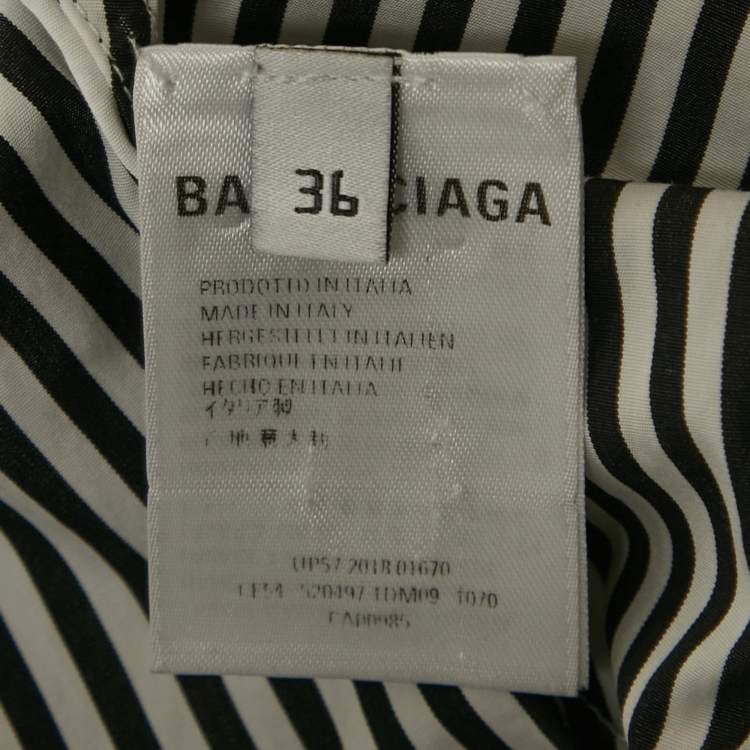 Pre Owned Balenciaga White/Black Striped Cotton Blouse S