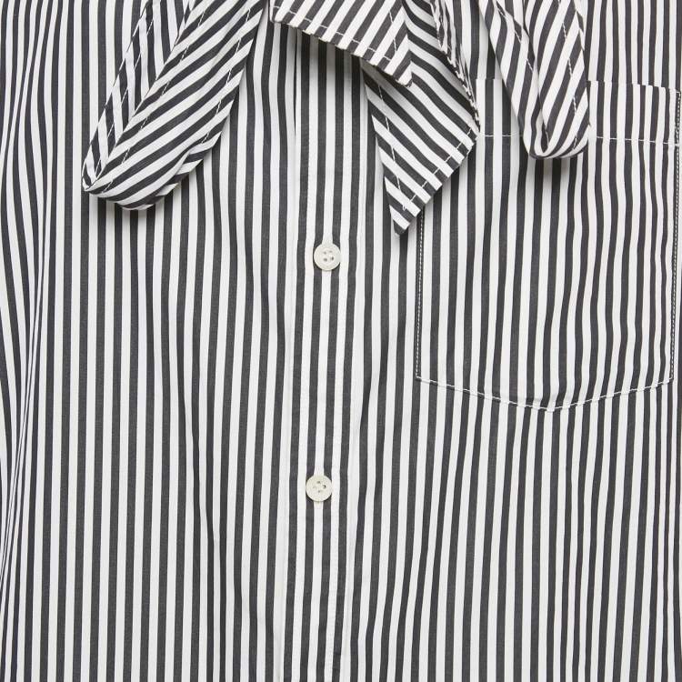 Pre Owned Balenciaga White/Black Striped Cotton Blouse S