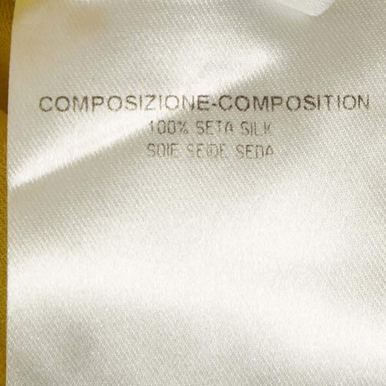 Pre Owned  Balenciaga Yellow Silk Puff Sleeve Pleated Mini Dress M