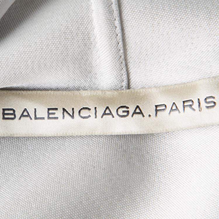 Pre Owned Balenciaga Grey Cowl Neck Detail Sleeveless Dress M