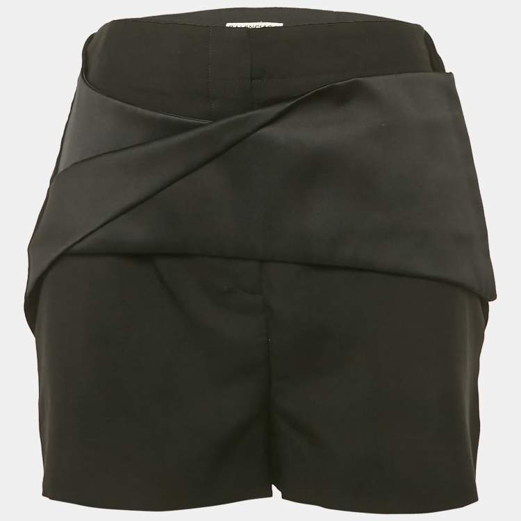 Pre Owned Balenciaga Black Wool & Mohair Origami Draped Shorts M
