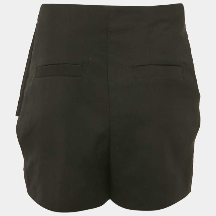 Pre Owned Balenciaga Black Wool & Mohair Origami Draped Shorts M