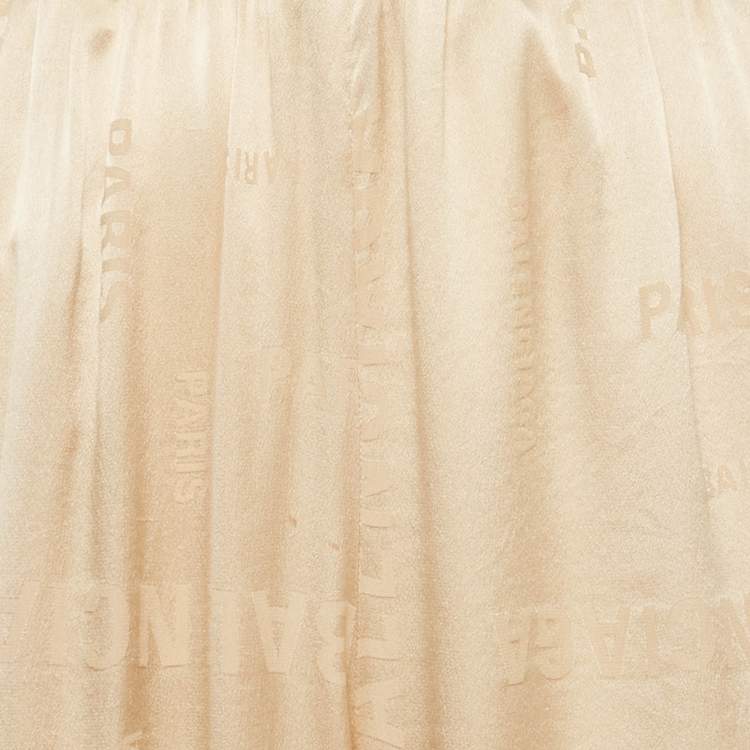 مملوكة مسبقًا Balenciaga Beige Logo Jacquard Satin Trousers M