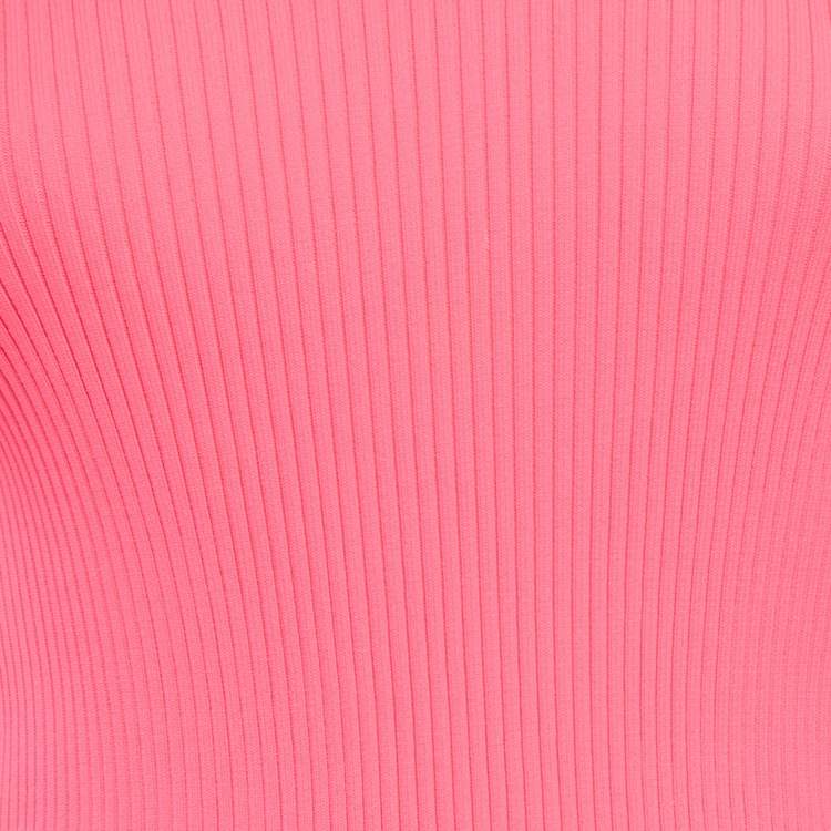 Pre Owned Balenciaga Pink Rib Knit Crew Neck Pullover M