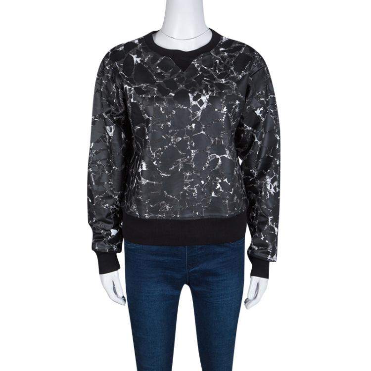 Pre Owned Balenciaga Black Mosaic Print Long Sleeve Crew Neck Sweatshirt XS