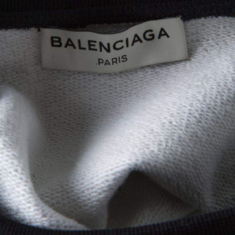 Pre Owned Balenciaga Black Mosaic Print Long Sleeve Crew Neck Sweatshirt XS