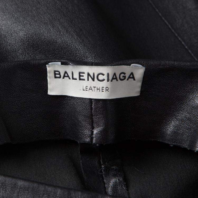 Pre Owned Balenciaga Black Lambskin Leather Skinny Pants S