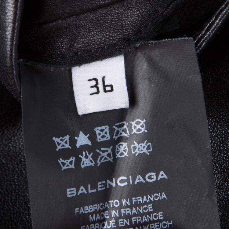 Pre Owned Balenciaga Black Lambskin Leather Skinny Pants S