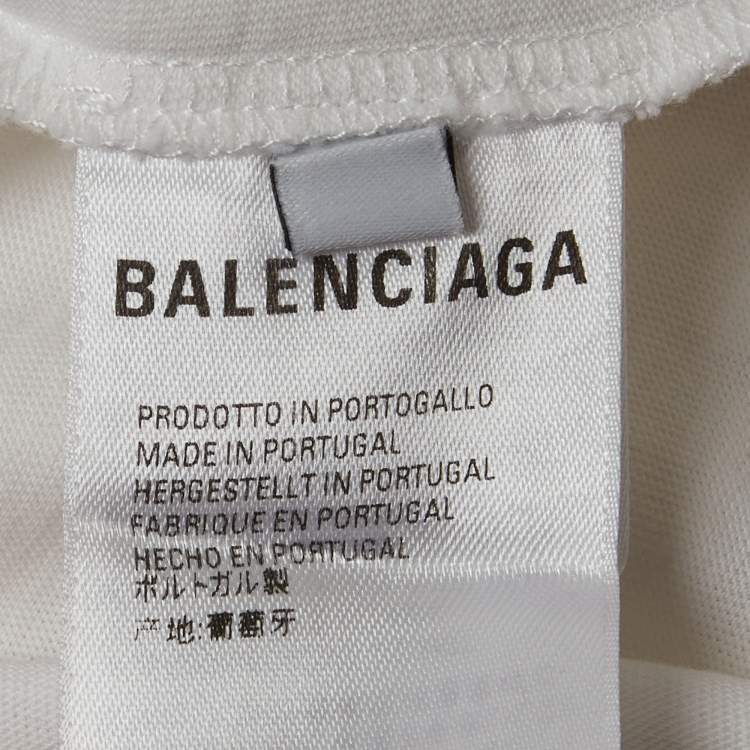 Pre Owned Balenciaga White Logo Print Jersey T-Shirt M