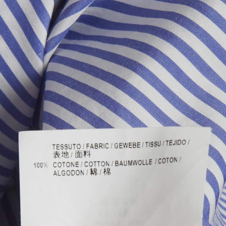Pre Owned Balenciaga White/Blue Striped Cotton Oversized Shirt S