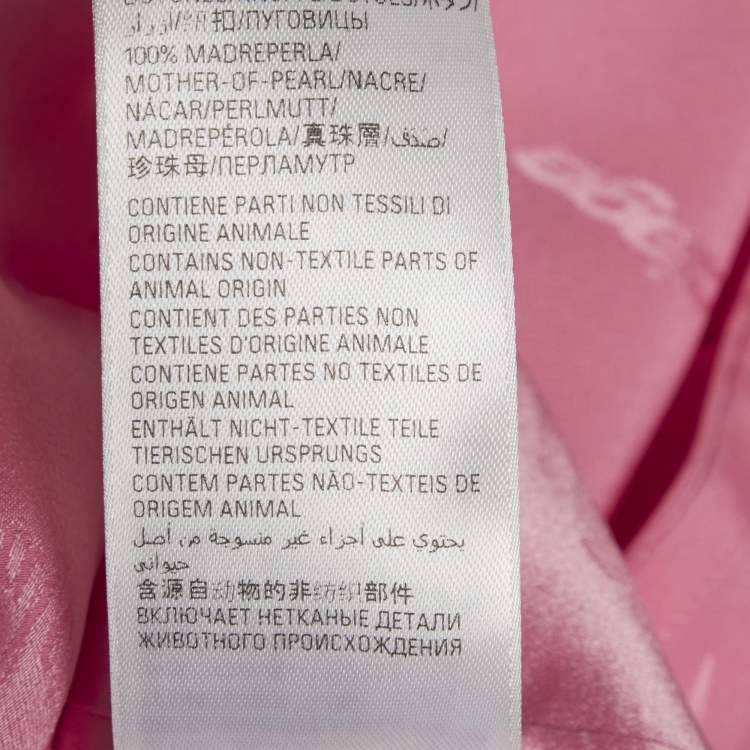 Pre Owned Balenciaga Homeware Pink All-Over Logo Silk Oversized Shirt S