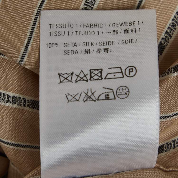 Pre Owned Balenciaga Beige Logo Stripe Silk Oversized Shirt M
