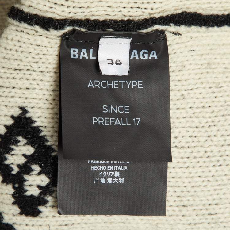 Pre Owned Balenciaga Black All Over Logo Wool Blend Knit Sweater M