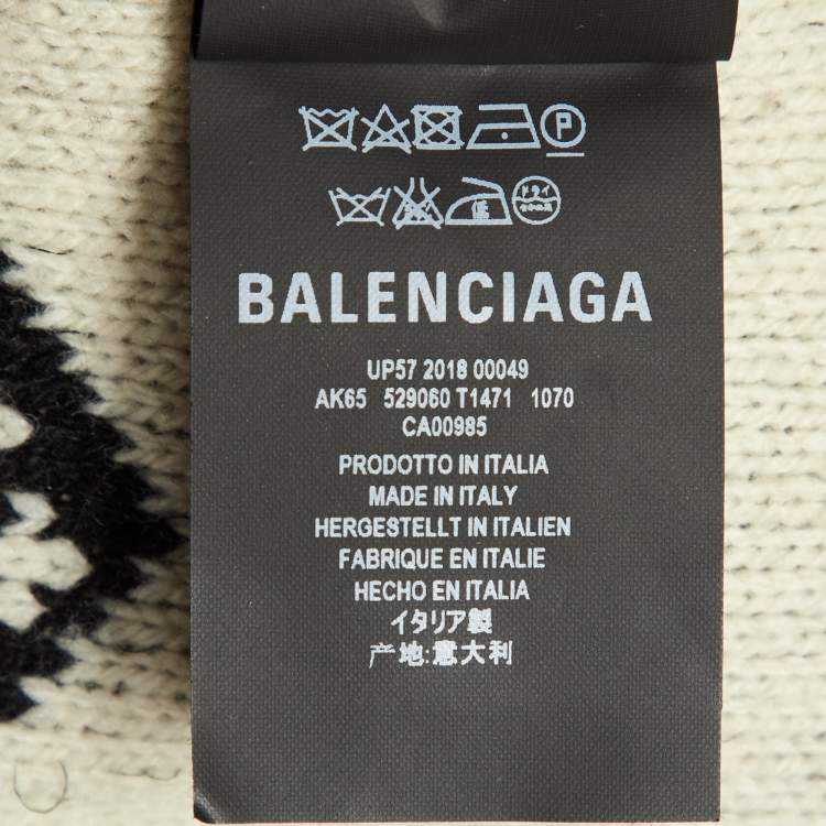 Pre Owned Balenciaga Black All Over Logo Wool Blend Knit Sweater M