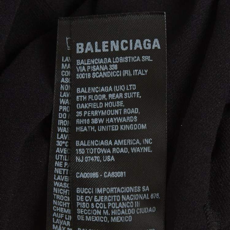 Pre Owned Balenciaga Black BB Flocked Jersey Fitted Top L