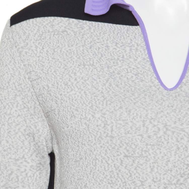 Pre Owned Balenciaga Colorblock Pattern Knit Shift Midi Dress M