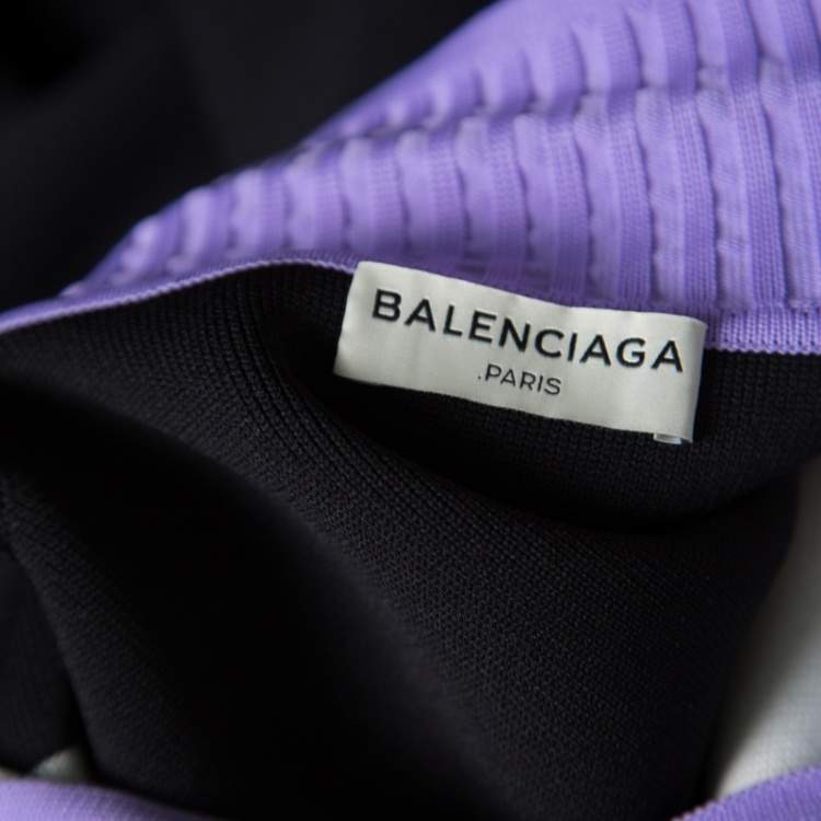 Pre Owned Balenciaga Colorblock Pattern Knit Shift Midi Dress M
