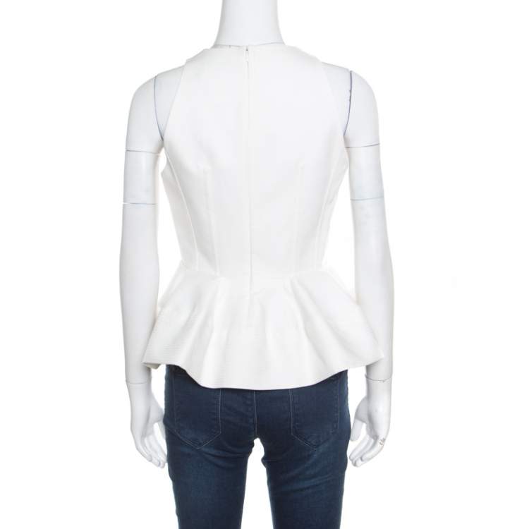 Pre Owned Balenciaga Cream Cotton Sleeveless Peplum Top M