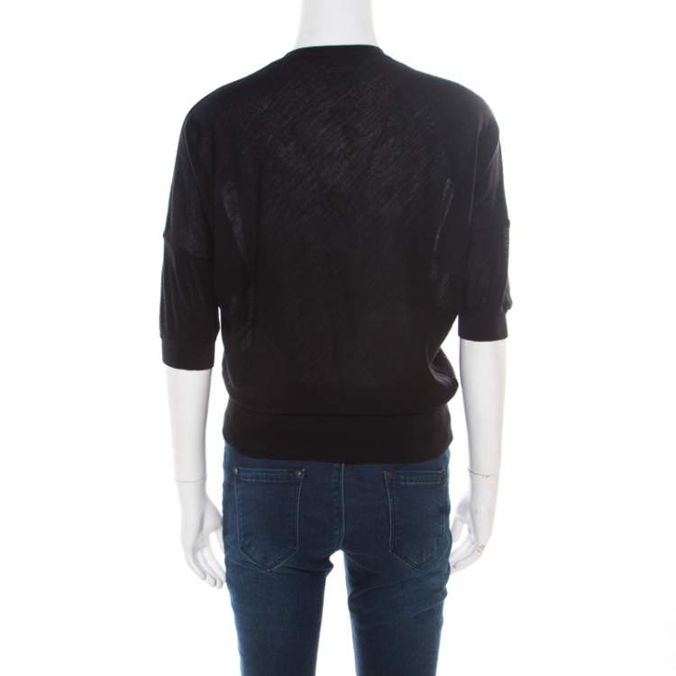 Pre Owned Balenciaga Black Wool Kimono Sleeve Button Front Cardigan M