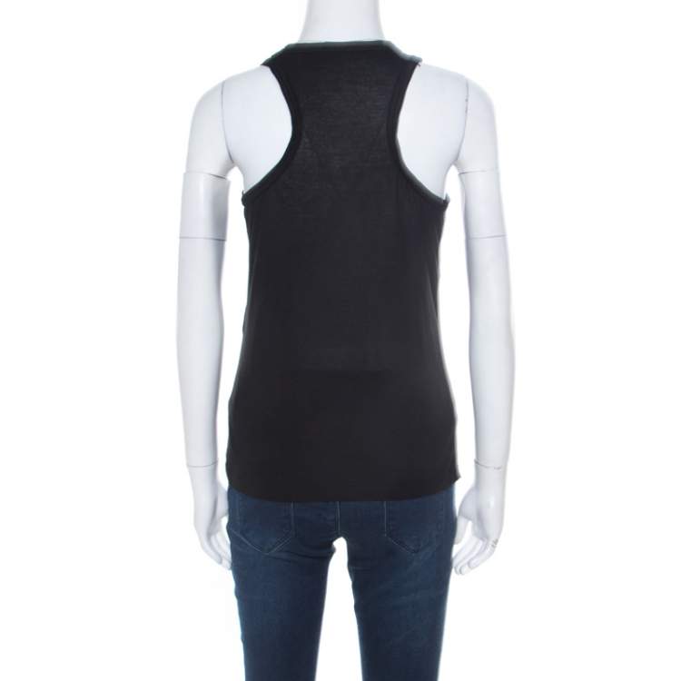 Pre Owned Balenciaga Black Jersey Stud Embellished Panel Racer Back Tank Top S