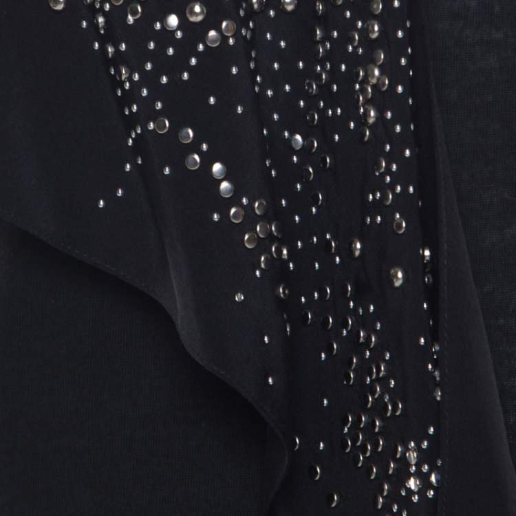 Pre Owned Balenciaga Black Jersey Stud Embellished Panel Racer Back Tank Top S