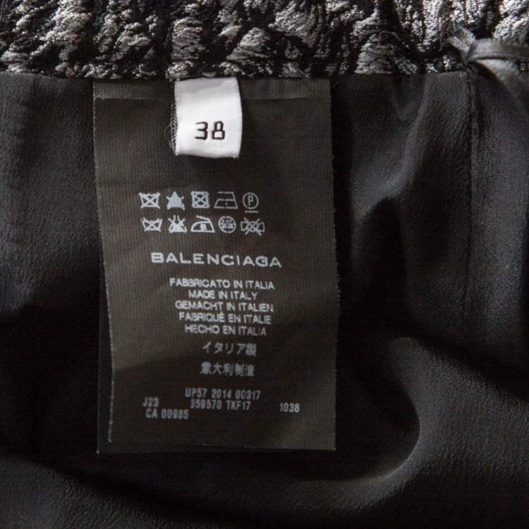 Pre Owned Balenciaga Grey Floral Embossed Jacquard Mini Skirt M