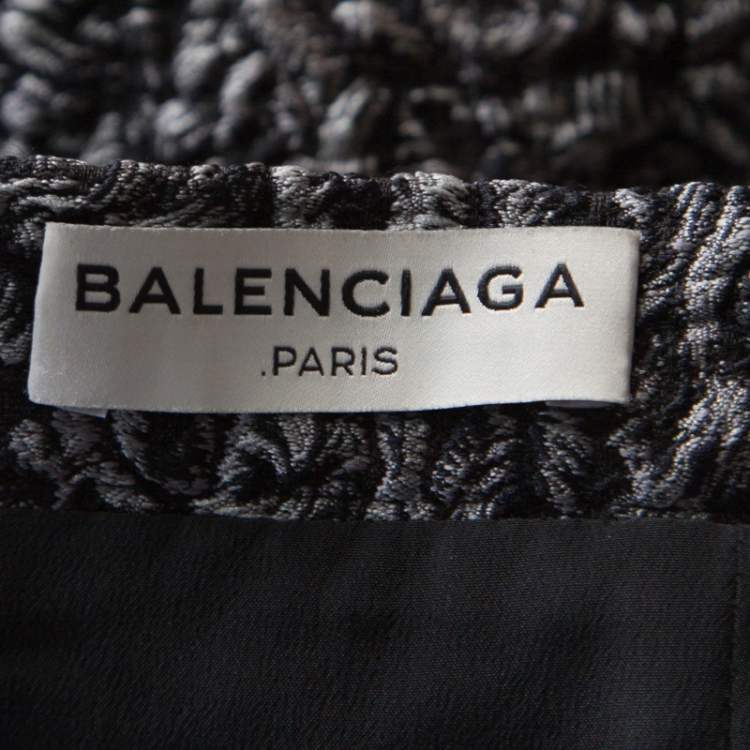 Pre Owned Balenciaga Grey Floral Embossed Jacquard Mini Skirt M