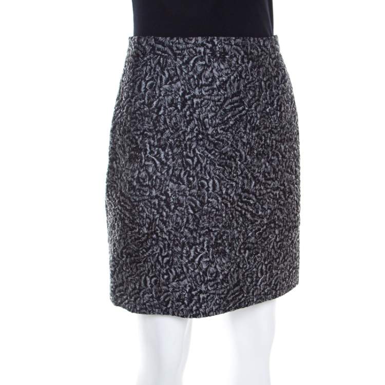 Pre Owned Balenciaga Grey Floral Embossed Jacquard Mini Skirt M
