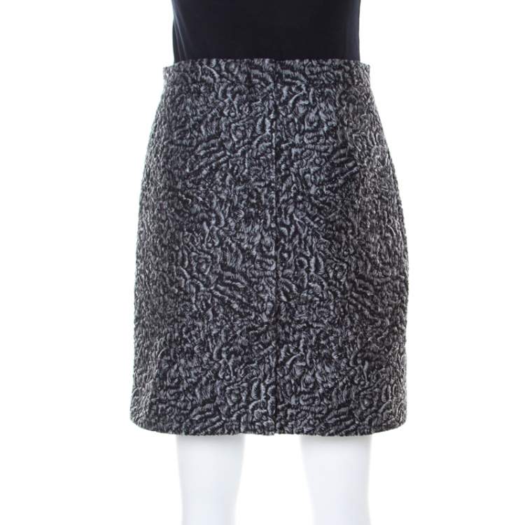Pre Owned Balenciaga Grey Floral Embossed Jacquard Mini Skirt M