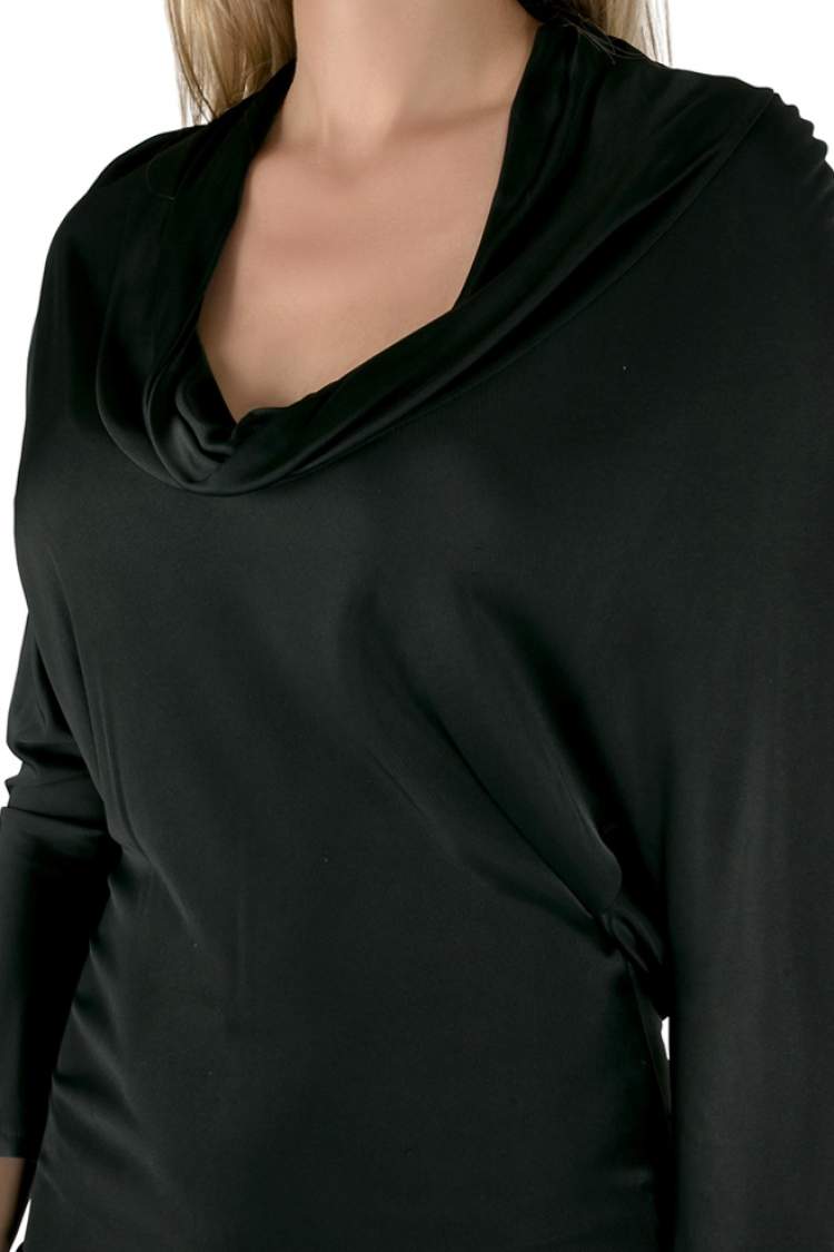 Pre Owned Balenciaga Black Stretch Knit Cowl Neck Fitted Mini Dress M