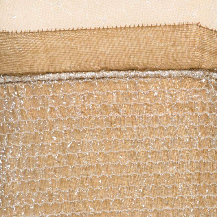 Pre Owned Balenciaga Ochre Yellow Embroidered Cotton Inlay Textured Camisole S