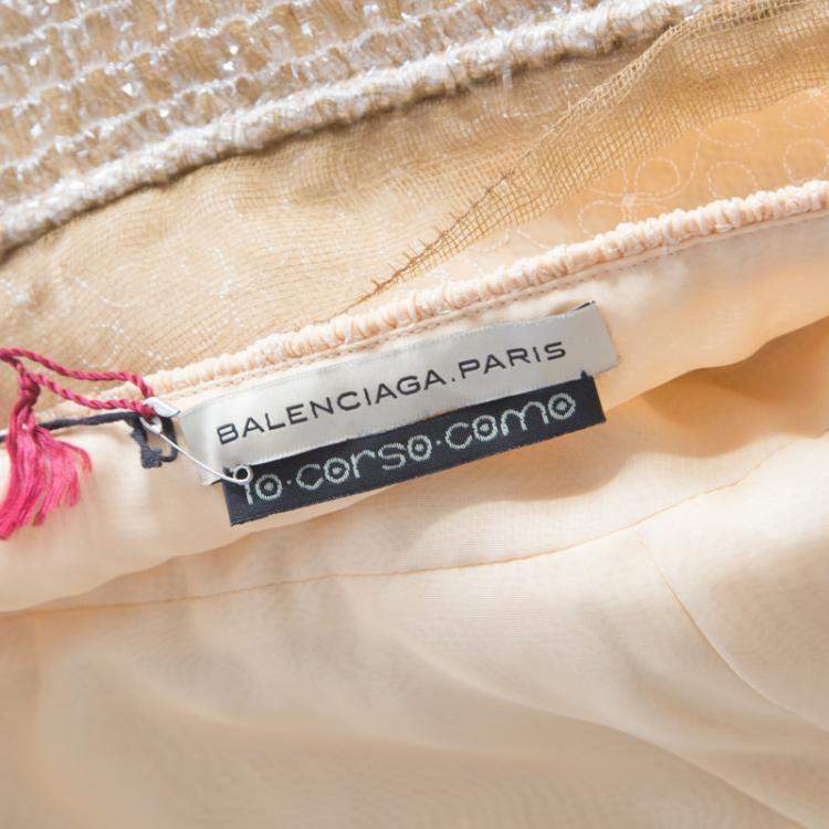 Pre Owned Balenciaga Ochre Yellow Embroidered Cotton Inlay Textured Camisole S