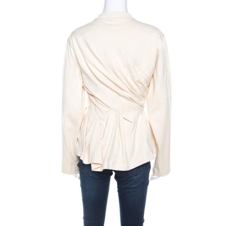 Pre Owned Balenciaga Cream Cotton Wrinkled Detail Sweatshirt M 