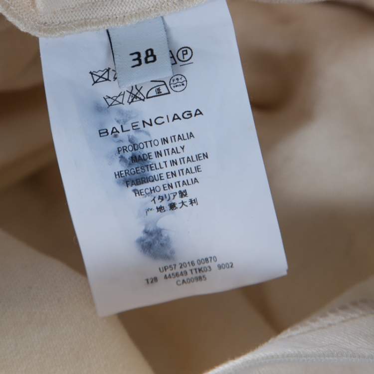 Pre Owned Balenciaga Cream Cotton Wrinkled Detail Sweatshirt M 