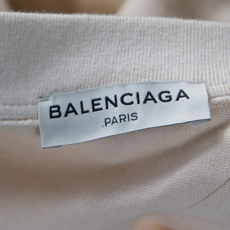 Pre Owned Balenciaga Cream Cotton Wrinkled Detail Sweatshirt M 